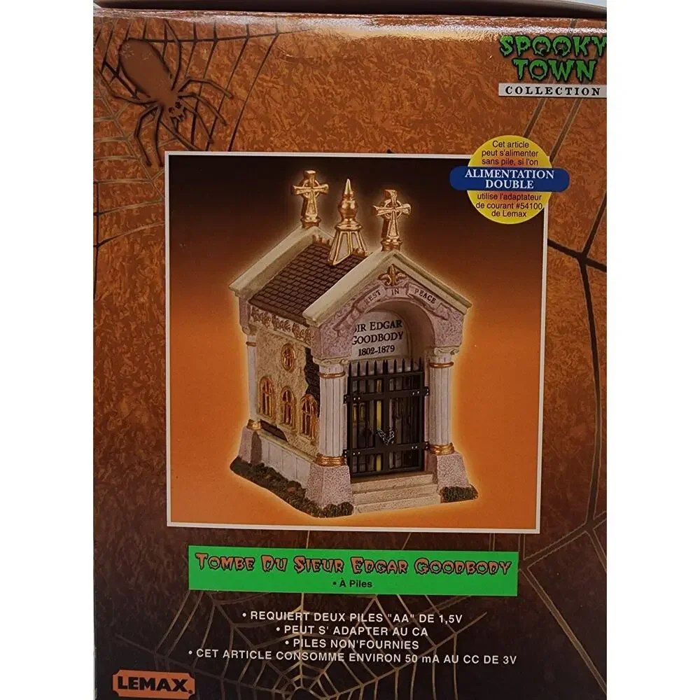 Lemax Spooky Town 24766A Tomb Of Sir Edgar Goodbody House Figure 2002 Lights Up